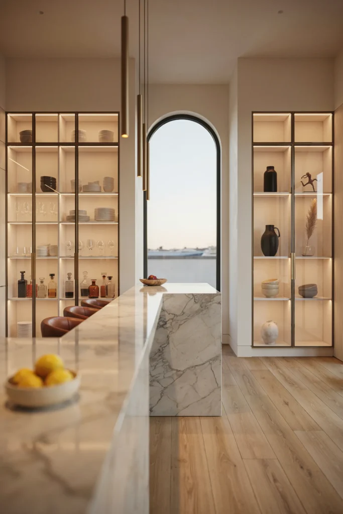 Add Floor-to-Ceiling Glass Display Cabinets