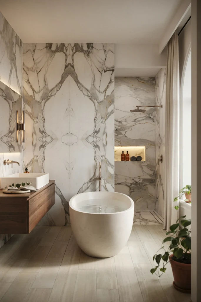 Add Floor-to-Ceiling Marble Walls