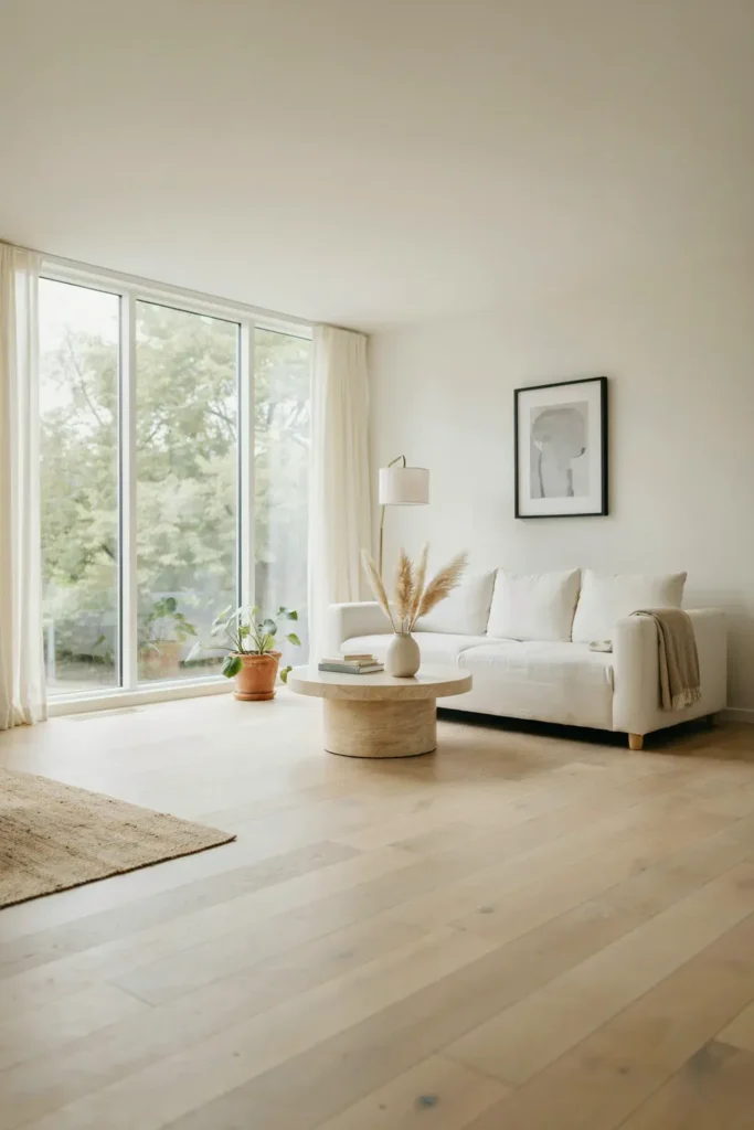 All-White Minimalist Living Room