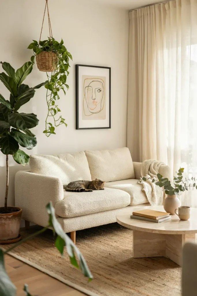 Apartment Living Room Featuring Indoor Plants