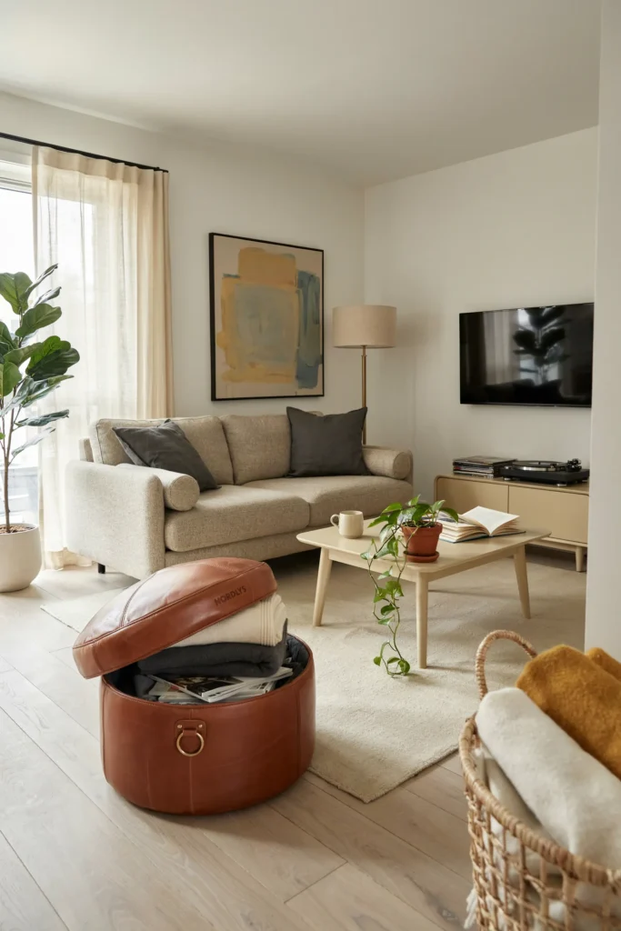 Apartment Living Room with Multifunctional Furniture