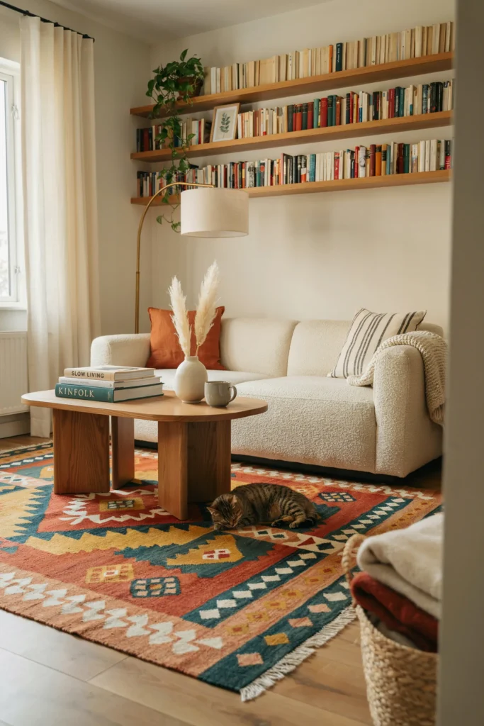 Apartment Living Room with a Statement Rug