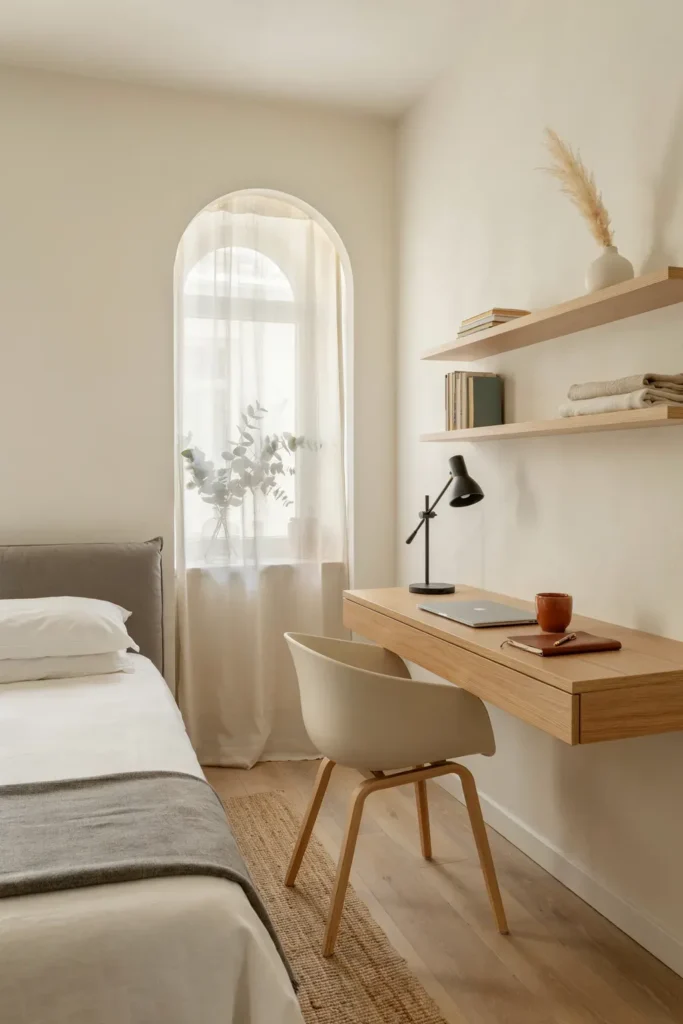 Bedroom Design with Floating Desk