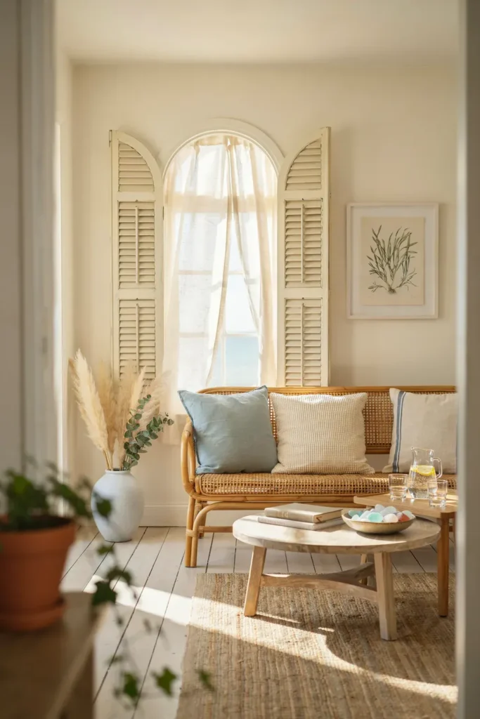 Bright White Coastal-Inspired Living Room