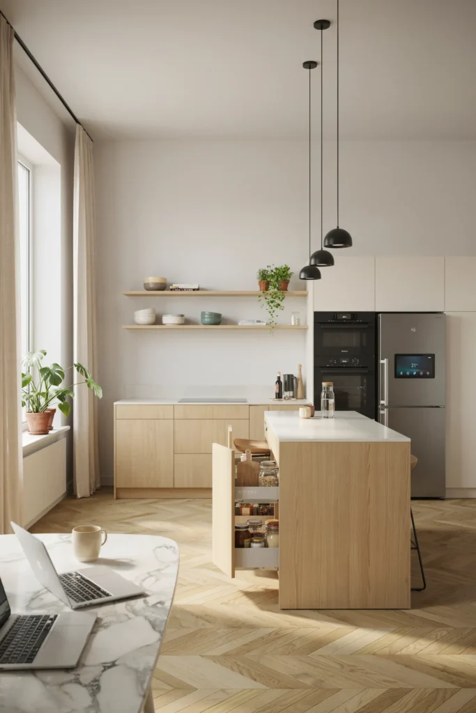Compact Kitchen with Multifunctional Island