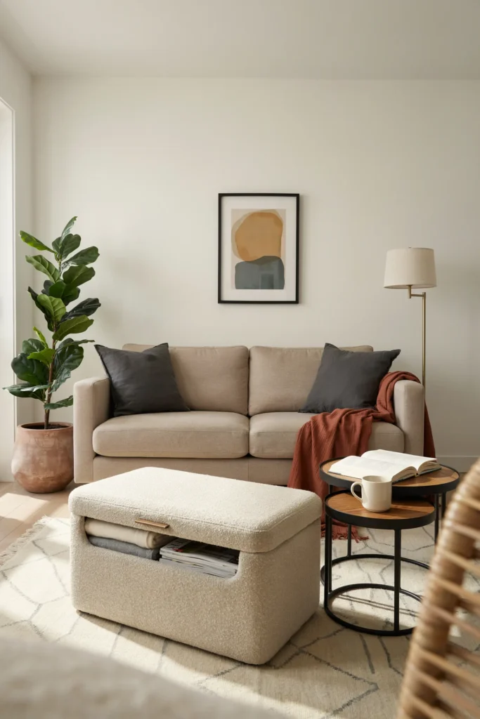 Compact Living Room with Multifunctional Furniture