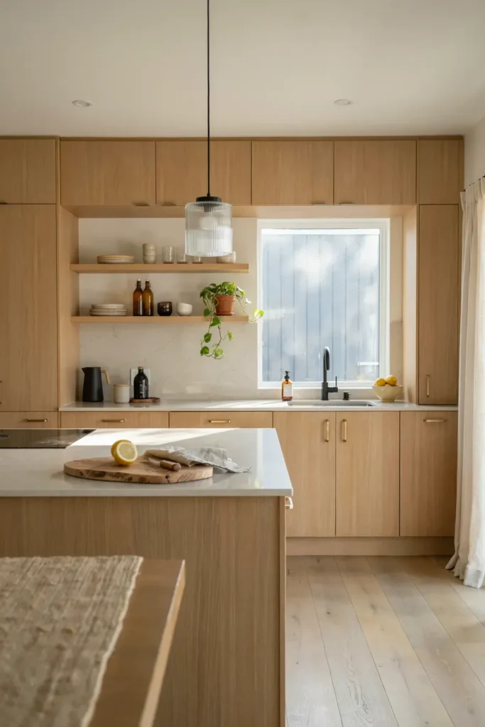 Contemporary Kitchen with Light Wood Accents