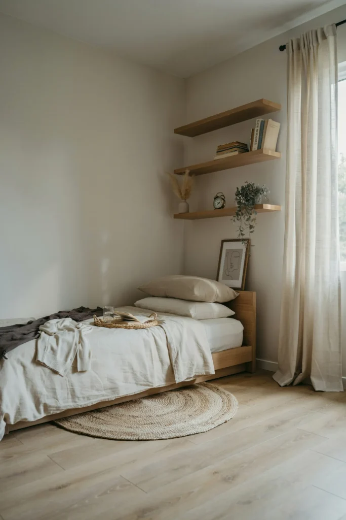 Corner Bed Layout for More Floor Space