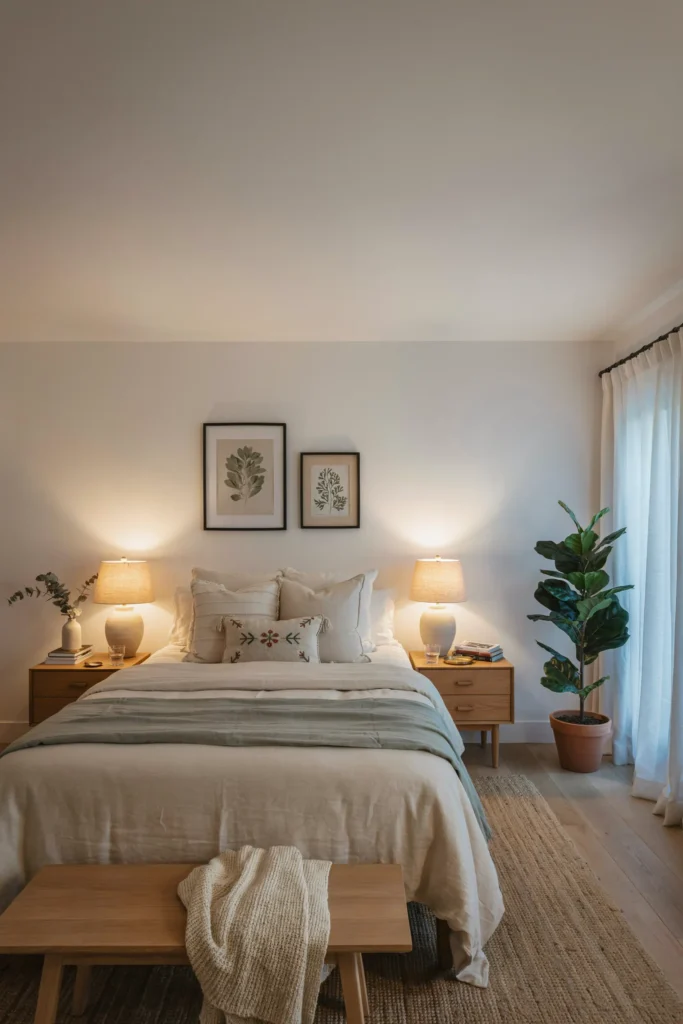 Cozy Guest Bedroom with Warm Lighting
