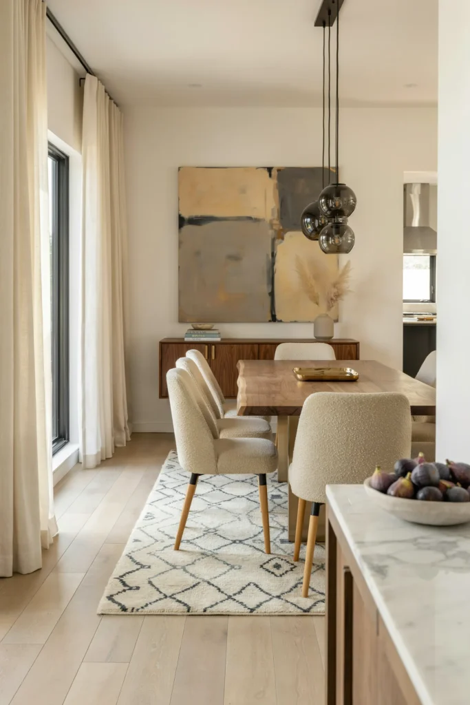 Dining Room with Mixed Material Finishes