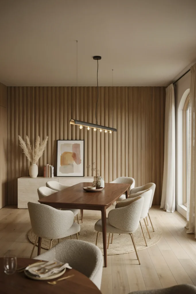 Dining Room with Textured Wall Panels