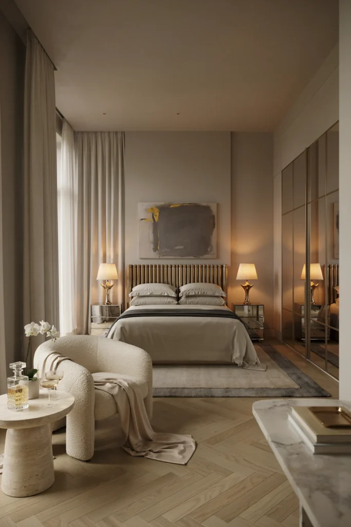 Glam Bedroom with Metallic Accents