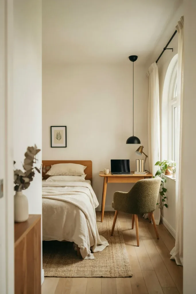 Guest Bedroom with a Compact Workspace