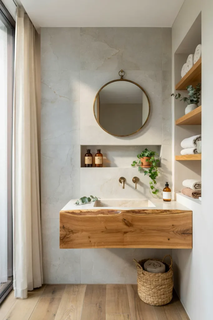  Incorporate Warm Wood Bathroom Accents
