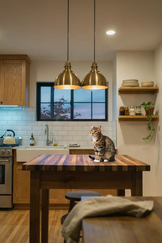 Kitchen Featuring Warm Ambient Lighting