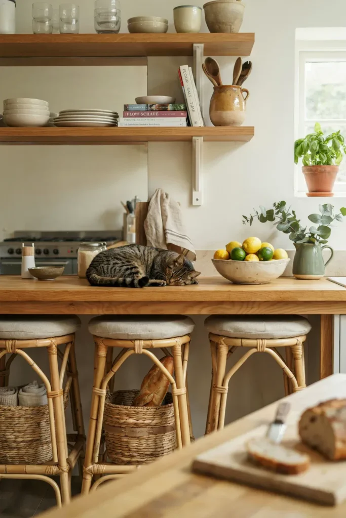 Kitchen Featuring Woven and Organic Textures