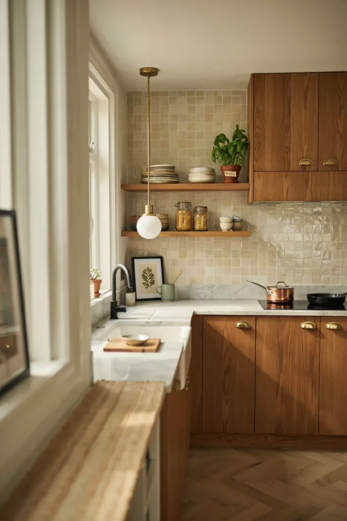 Kitchen with Textured Backsplash Details