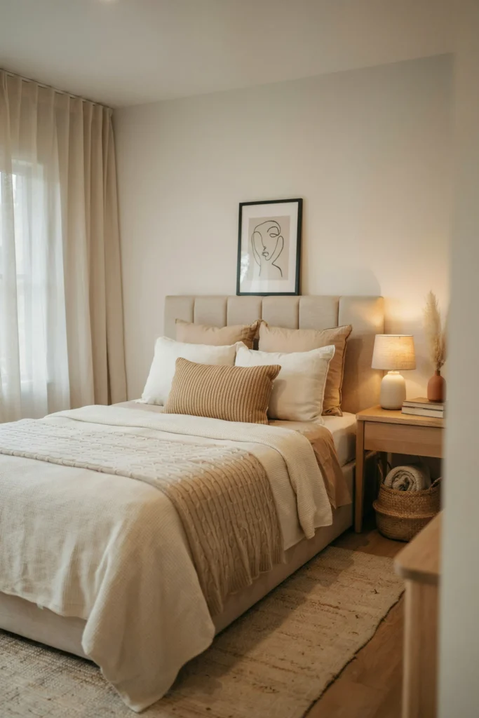 Layered Beige Bedding for Warmth