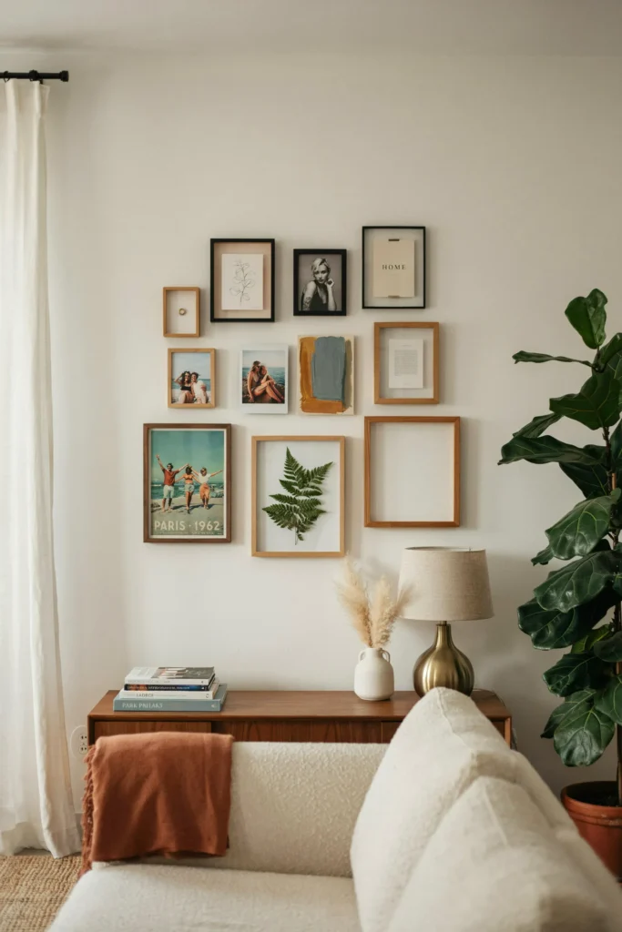 Living Room with a Stylish Gallery Wall