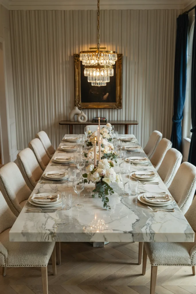 Luxury Dining Room with Marble Table