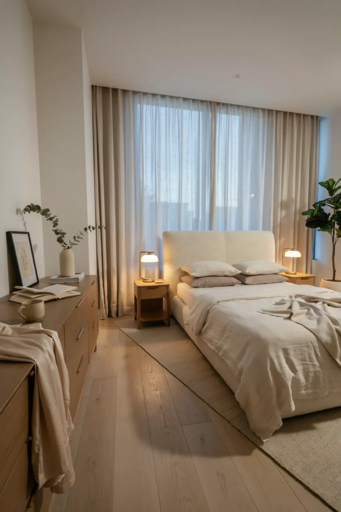 Luxury Neutral Bedroom with Soft Lighting