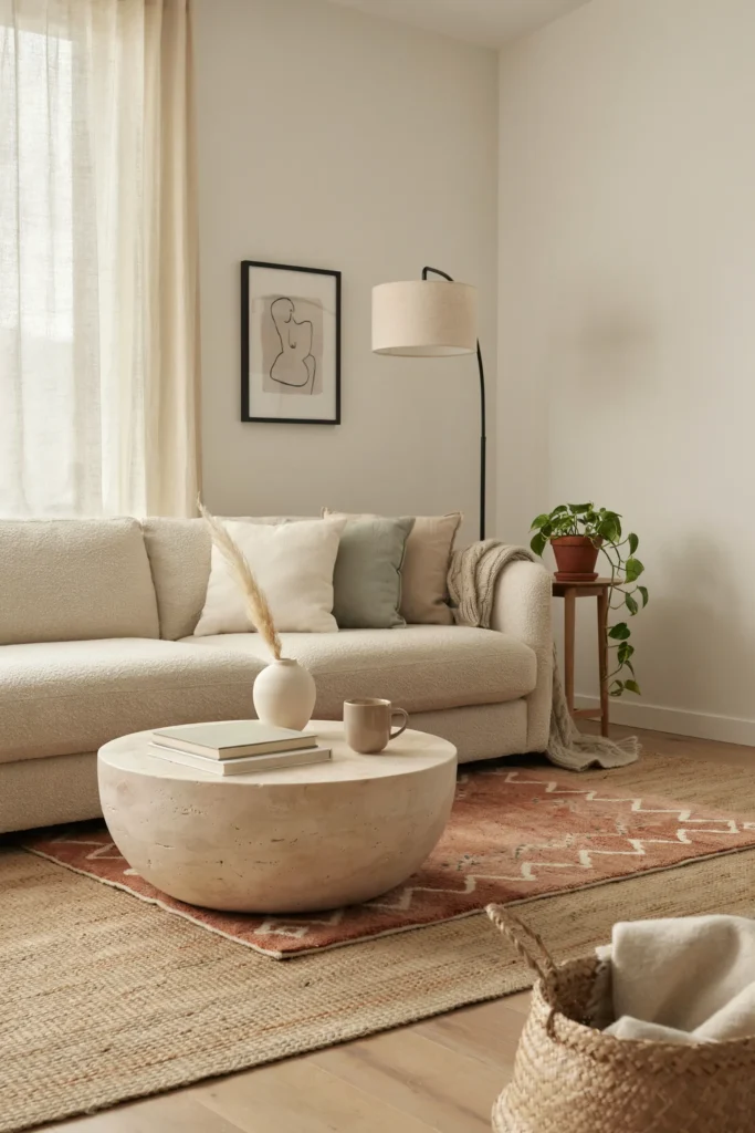 Minimalist Living Room with Layered Textures
