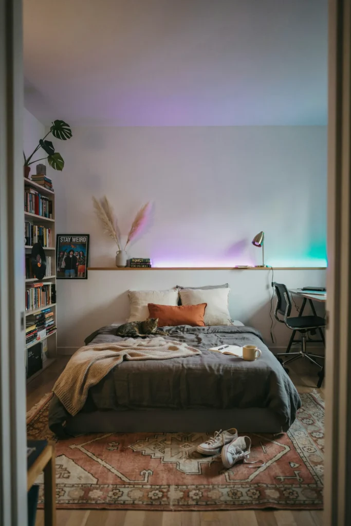 Modern Bedroom with LED Lights