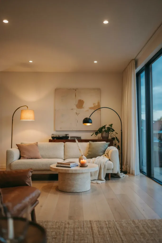 Modern Compact Living Room with Smart Lighting