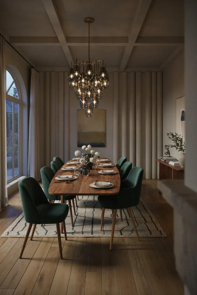 Modern Dining Room with Statement Chandelier