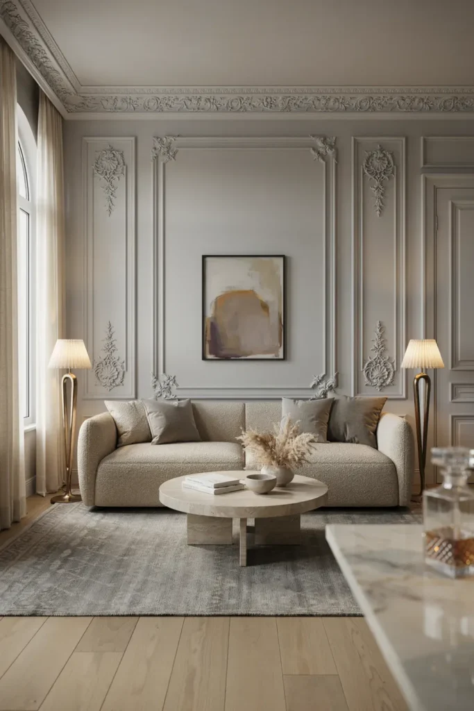 Modern Gray Living Room with Architectural Details