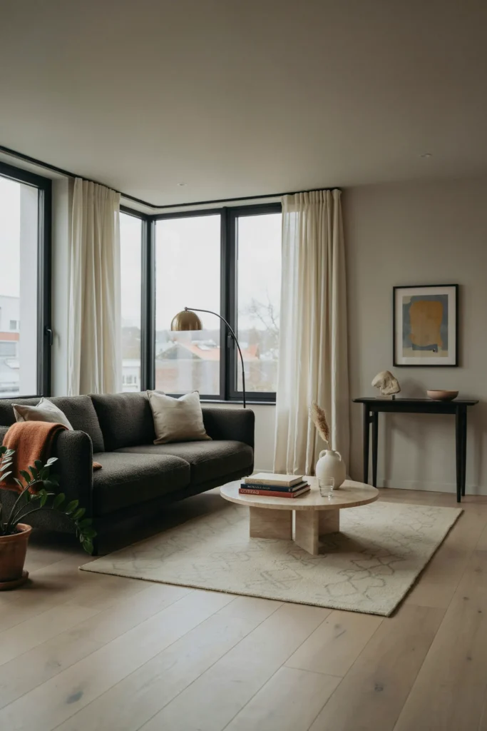Modern Gray Living Room with Black Details