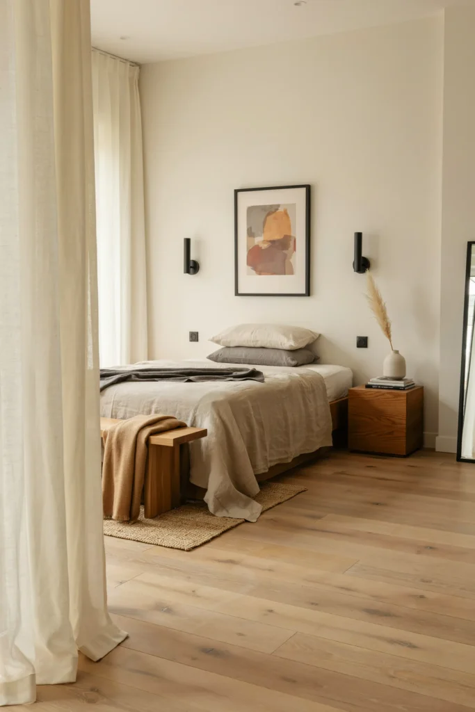 Modern Guest Room with Black Accents