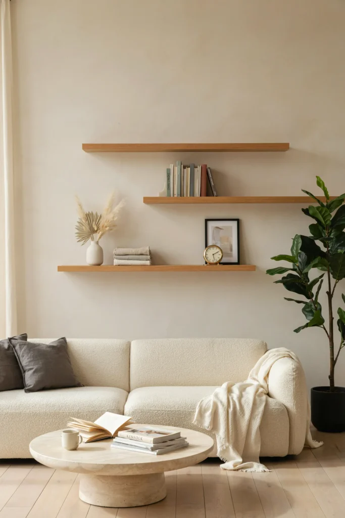 Modern Living Room with Floating Shelves