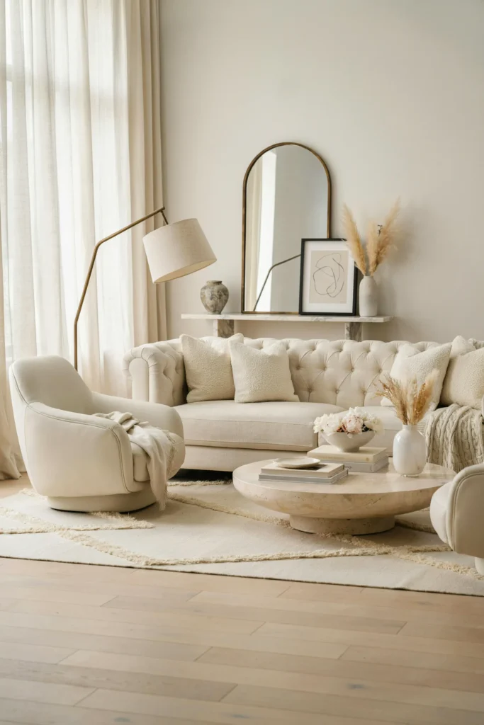 Monochromatic White Living Room Style