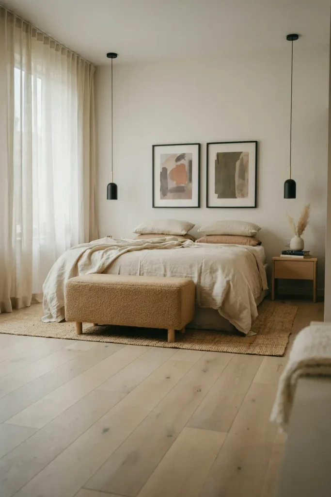 Neutral Bedroom with Black Accents