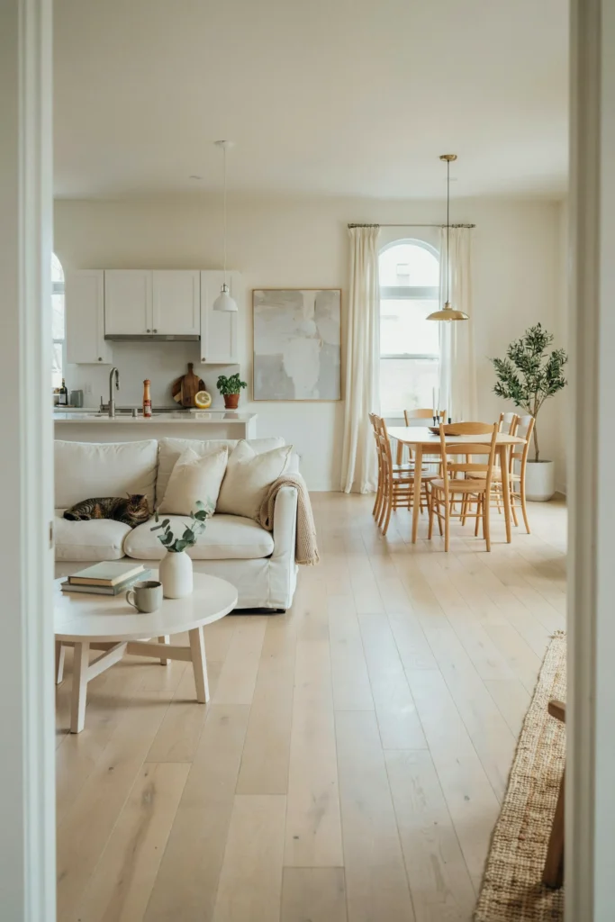 Open-Concept White Living Room Design