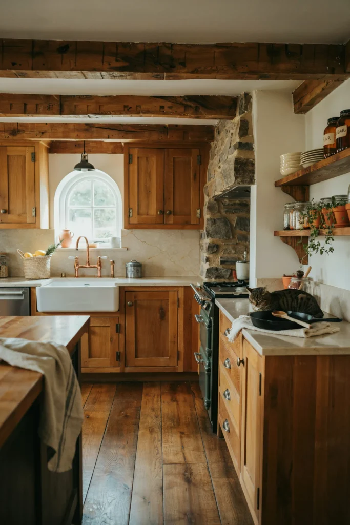 Rustic Kitchen with Exposed Wood Beams