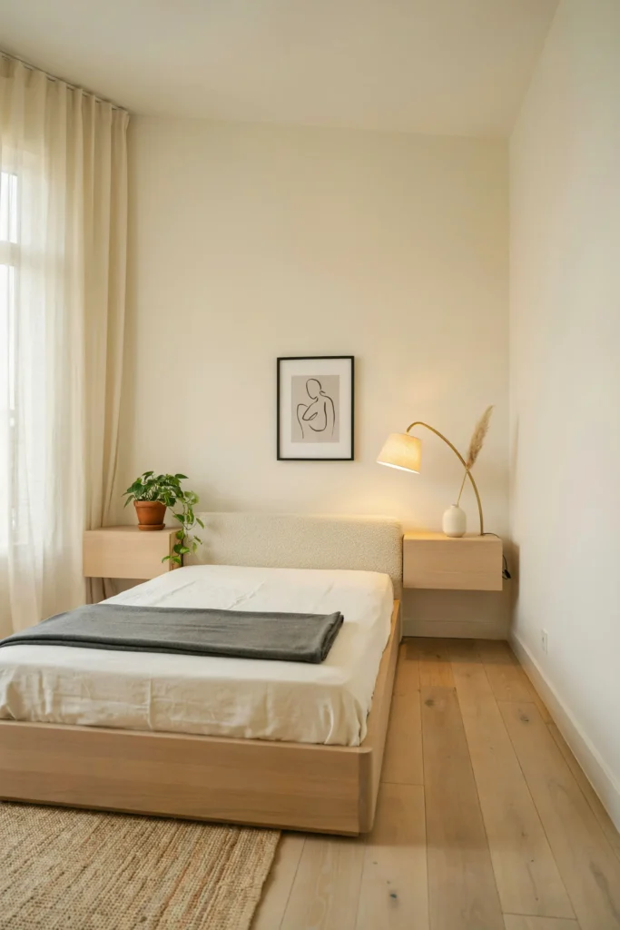 Small Bedroom with Floating Nightstands