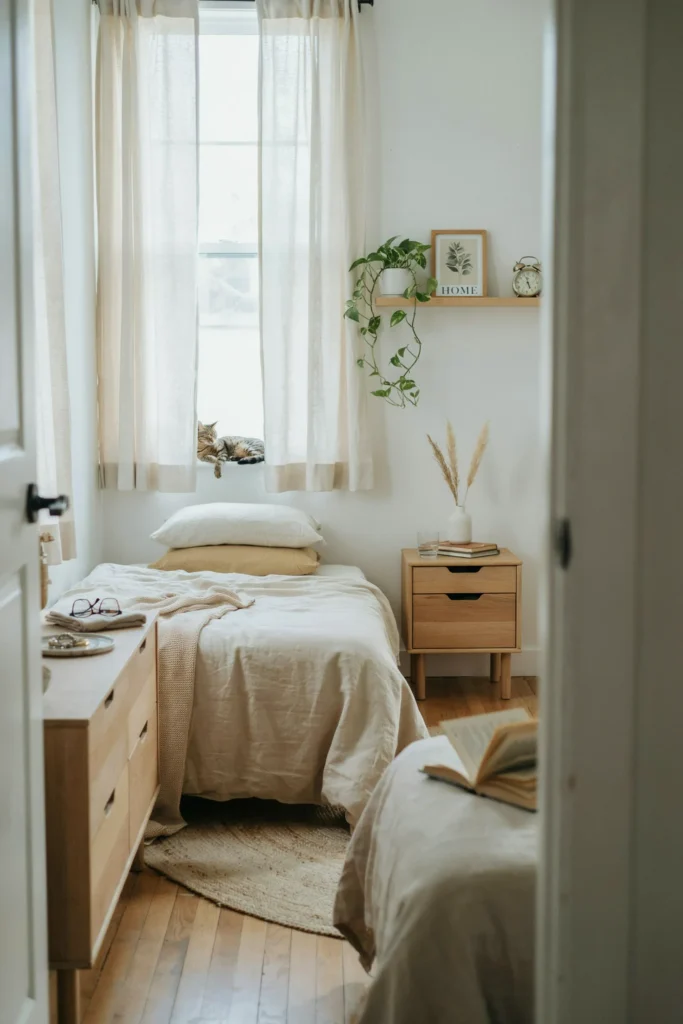 Small Bedroom with Light Color Palette