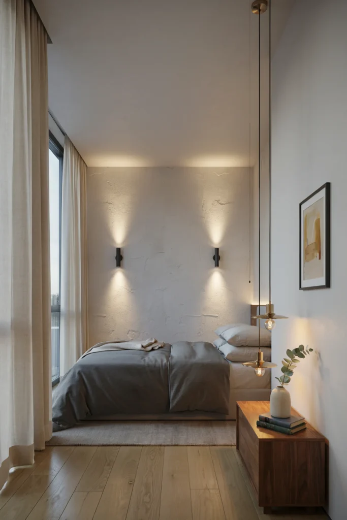 Small Bedroom with Smart Lighting Layout