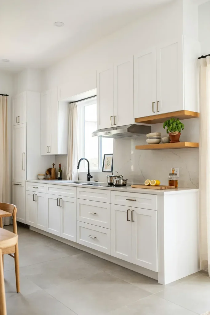 Small Kitchen with White Cabinets