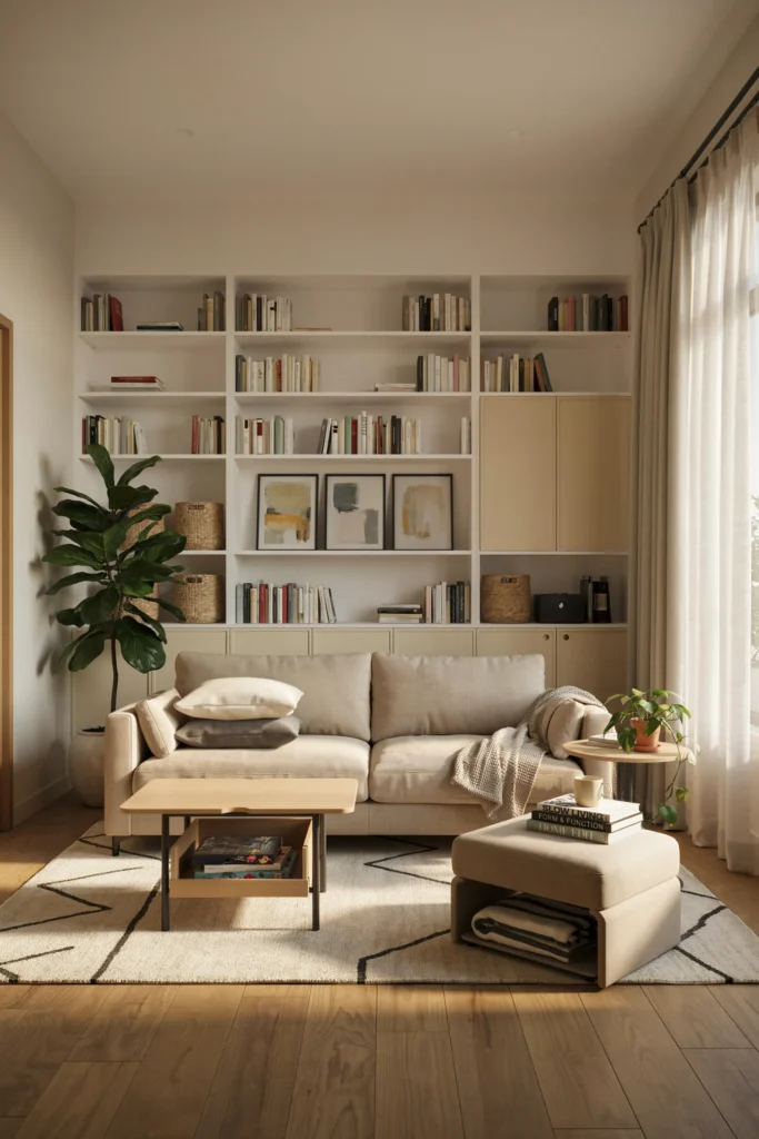 Small Living Room with Smart Storage Solutions