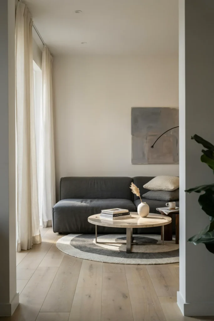 Small Living Room with a Monochromatic Palette