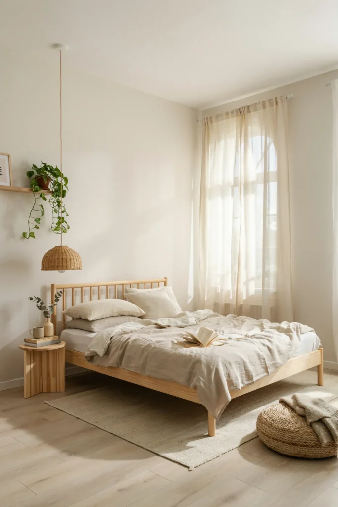 Soft White Bedroom with Natural Textures