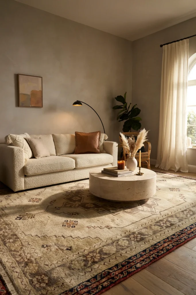 Warm Gray Living Room with Beige Layers
