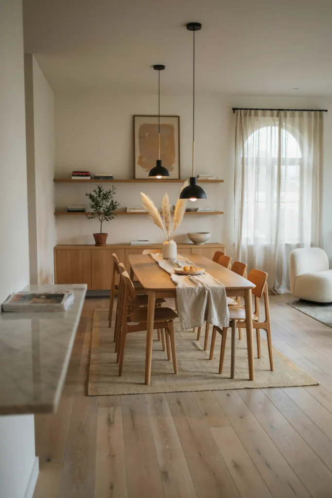 Warm Wood Modern Dining Space