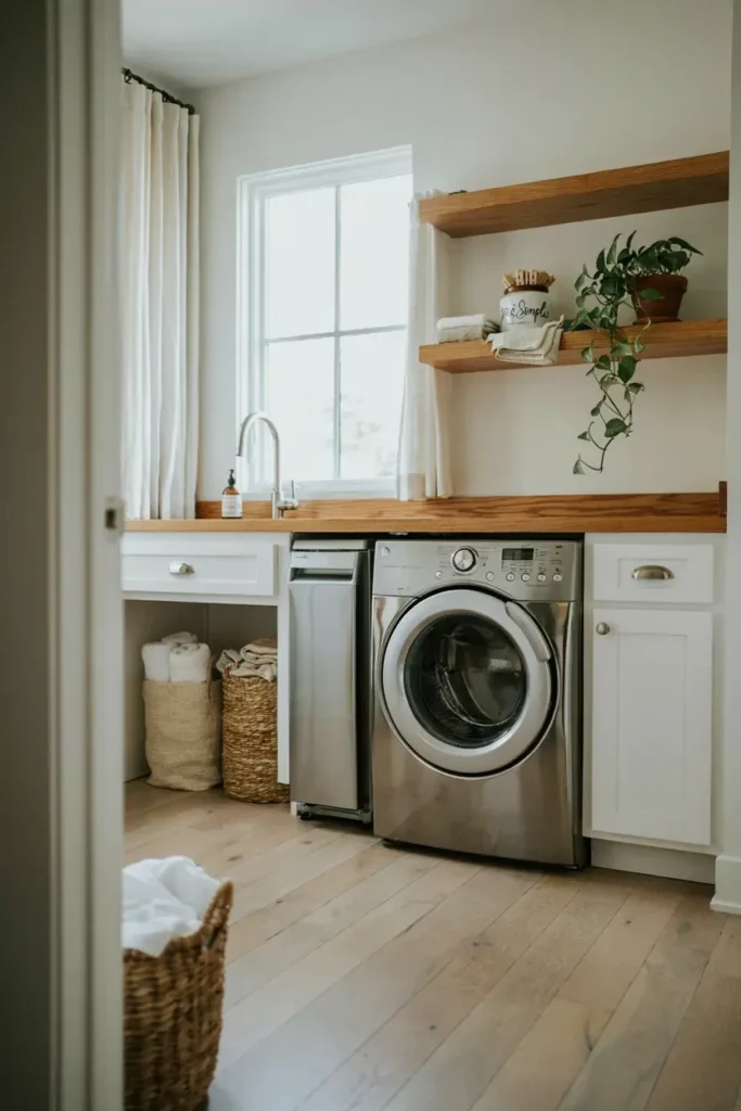 Add a Wooden Countertop Above the Washer