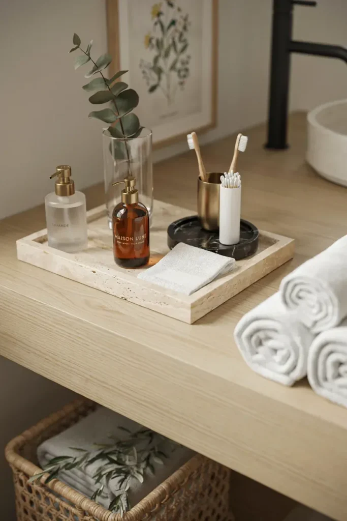 Bathroom Countertop Tray Organization