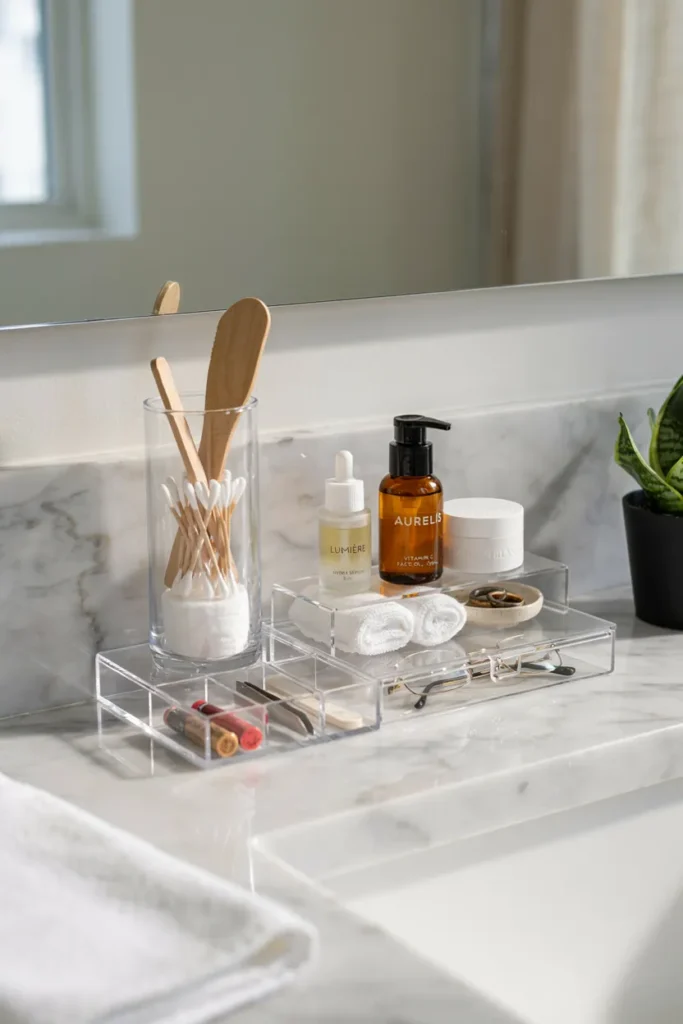Bathroom Organizer Ideas with Acrylic Containers