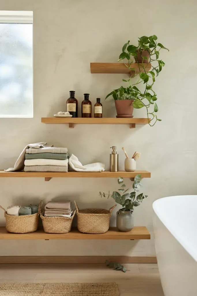 Bathroom Organizer Ideas with Open Shelving